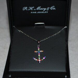 Effy Multi-sapphire Sterling Silver Anchor Necklace - NWOT